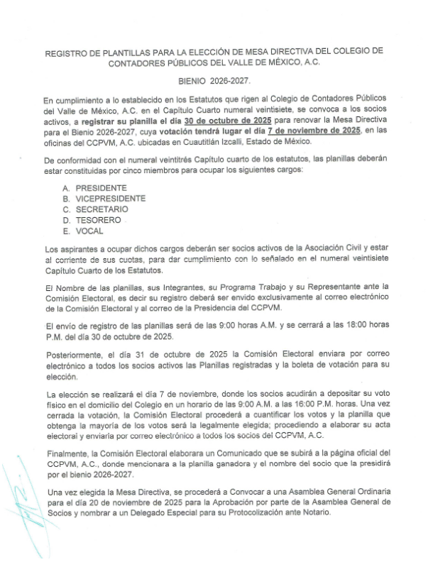 integración de mesa directiva